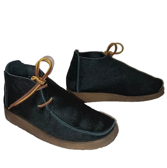 Padmore & Barnes 18 East Pony Hair Asymmetrical Tie Closure Crepe Boot 7 M 8.5 W - Picture 5 of 12